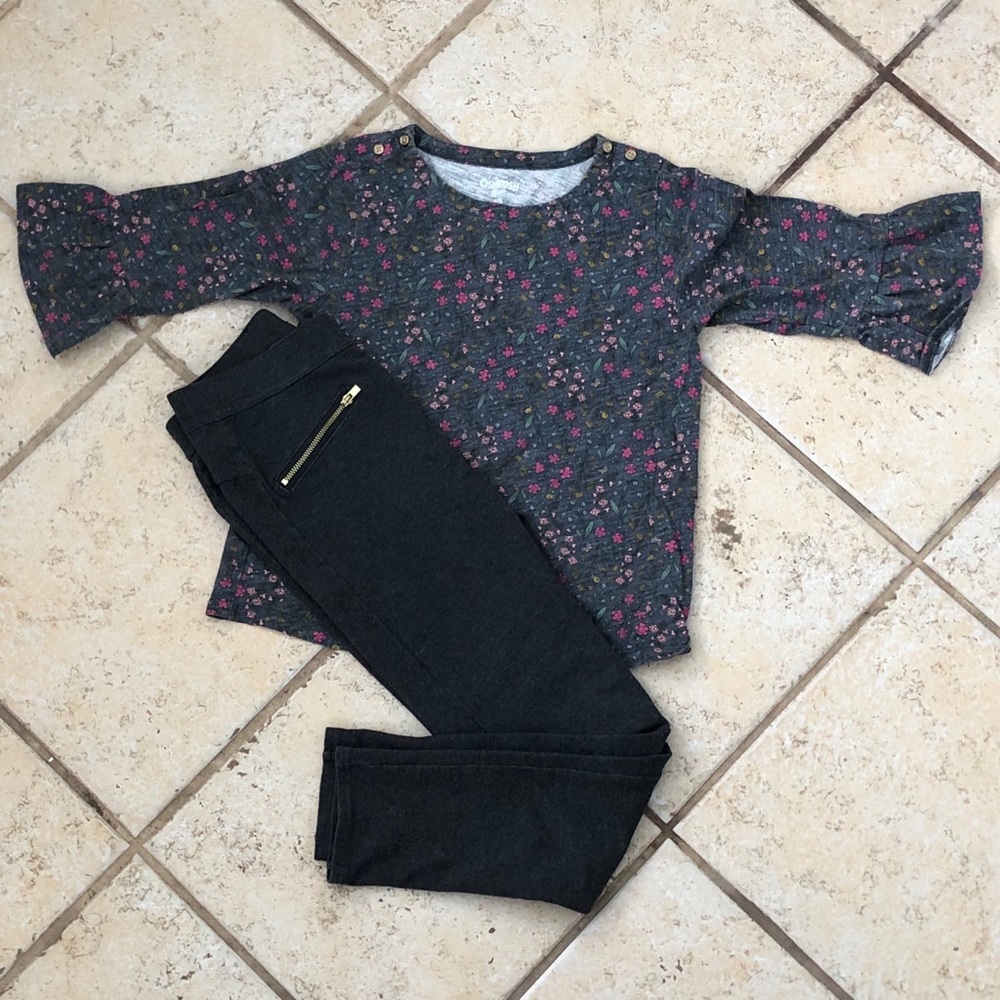 OshKosh BGosh Outfit, grey floral, 10